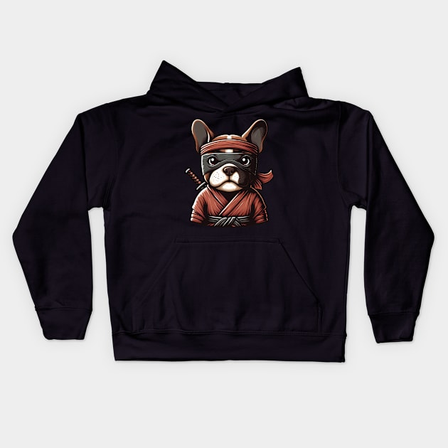 Ninja french bulldog Kids Hoodie by k9-tee